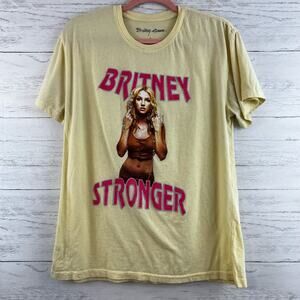 Britney Spears Yellow Graphic Stronger Tee Size L